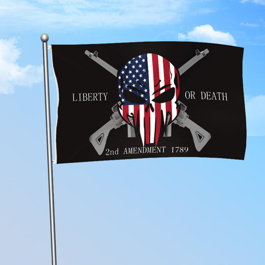 Skull-Adorned Suncha Flag: Weatherproof Printed Emblem for America First Supporters & Rebels